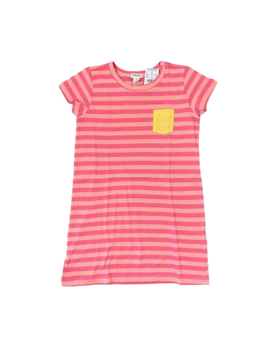 NWT J. Crew Girls' Pink W/Yellow Pocket Striped T-Shirt Dress